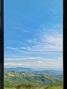 view from window at a wonderful landscape .pool and Mountain Background. AtÃ¢â¬â¹ Khao Kho, Phetchabun ProvinceÃ¢â¬â¹ Thailand. Royalty Free Stock Photo